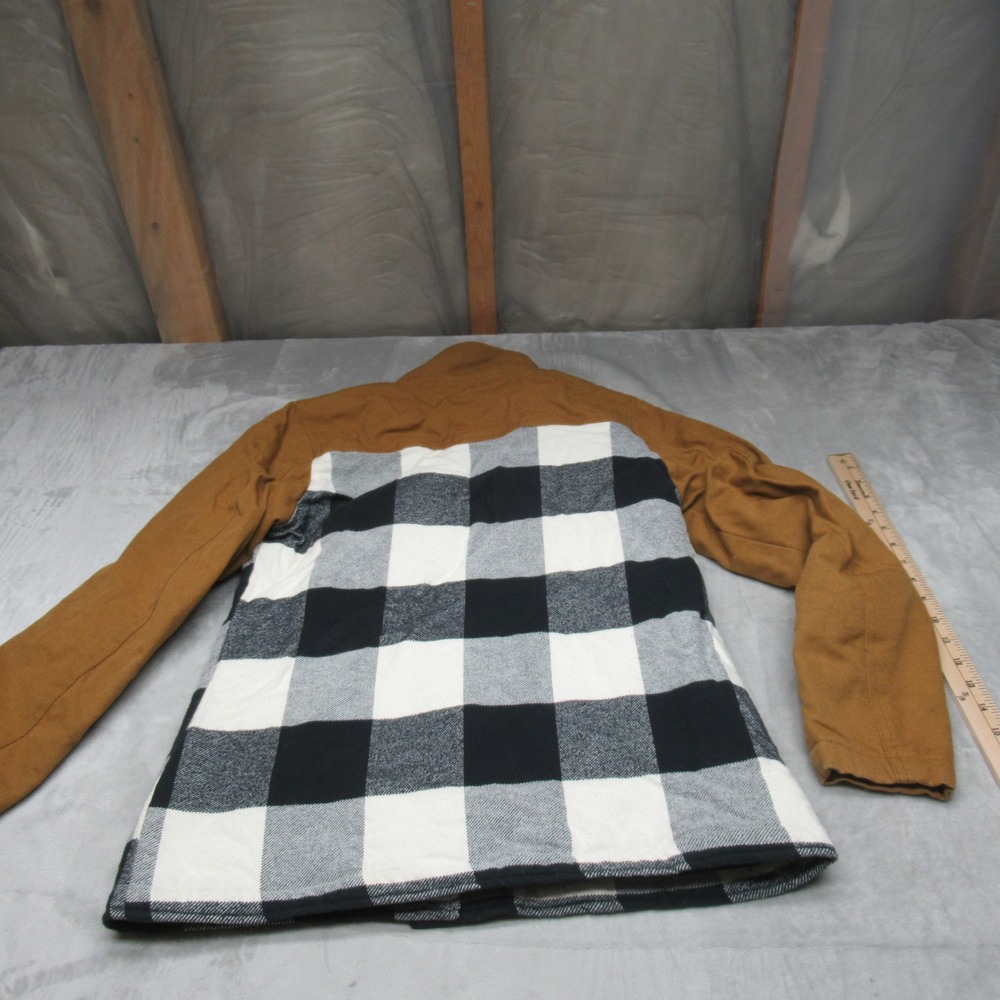 KAVU Jacket Women Medium Brown Plaid Insulated Quilt Lined Canvas Highland‎ Rain - Picture 2 of 12